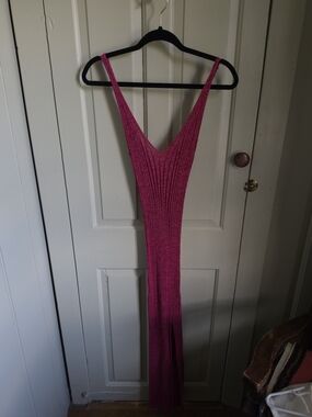 Paloma Wool Fuchsia Ribbed Knit Maxi Dress